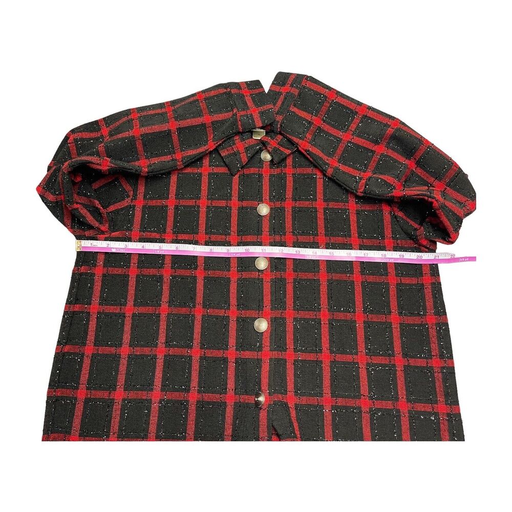 CJ Banks Red and Black Plaid Blazer Jacket Sparkle Shimmer Women’s Size Medium - Picture 5 of 8